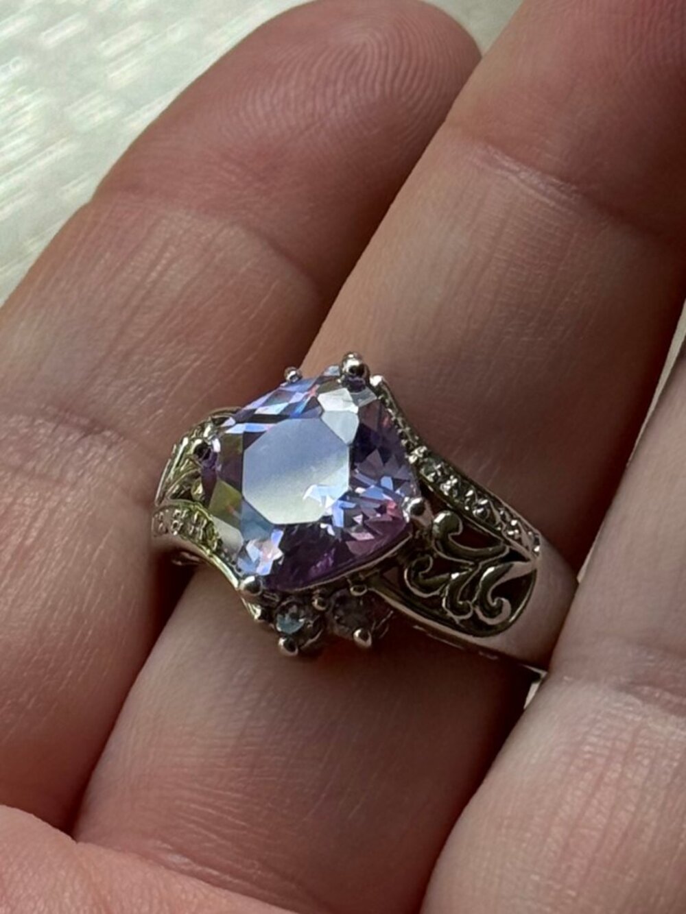 Brilliant Amethyst and CZ Cocktail Ring in Sterling Silver